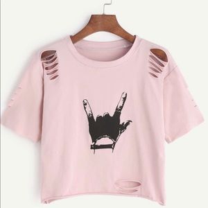 Distressed Hang Gesture Graphic Tee